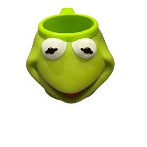 Vintage Kermit the Frog 3D Character Mug Applause Inc Muppets Green Plastic Cup